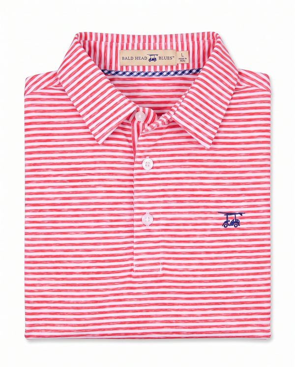 Albatross Polo Heather State Red/White Feeder Stripe folded