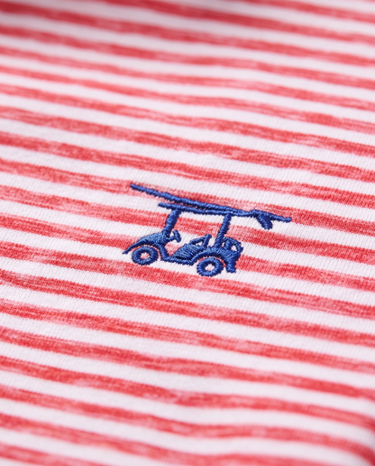 Albatross Polo Heather State Red White Stripe logo detail