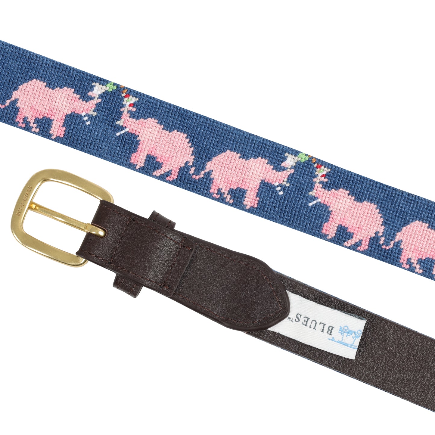 Needlepoint Belt - Pink Elephants