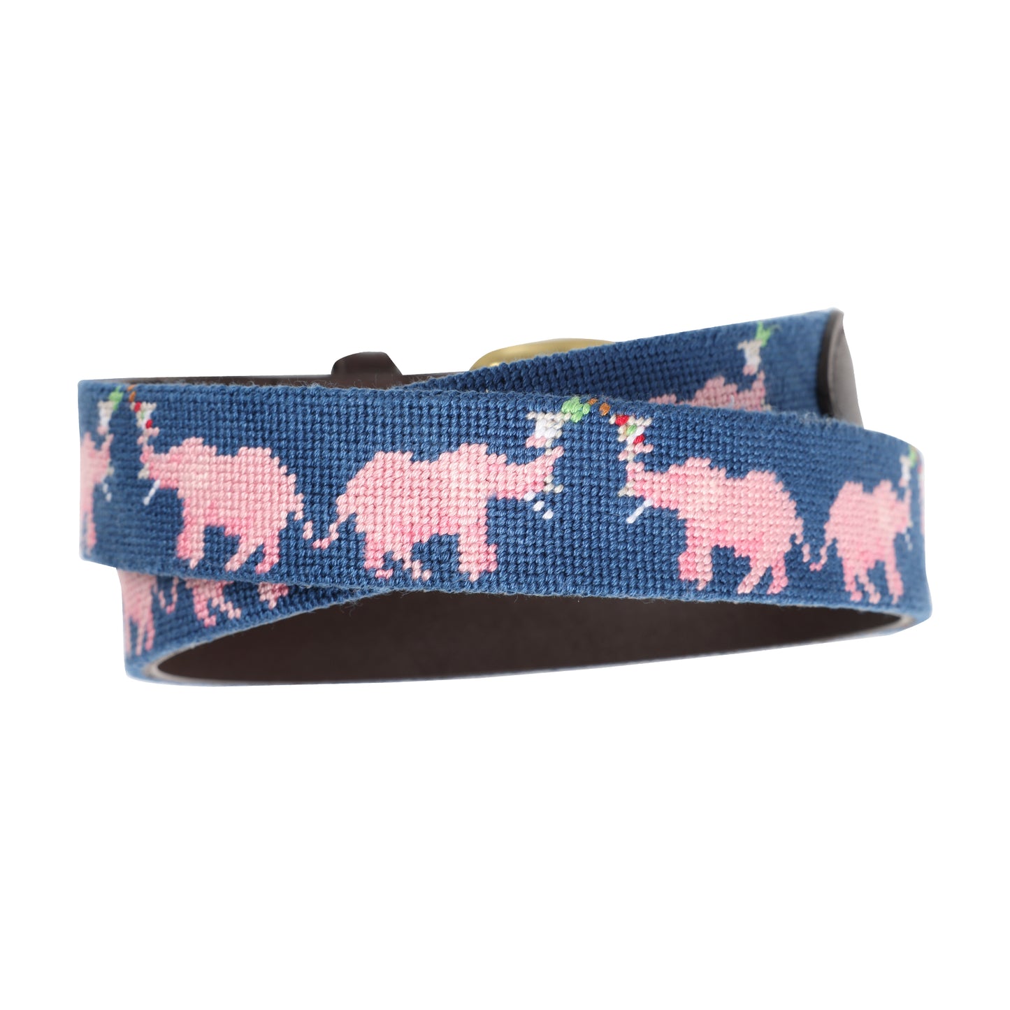 Needlepoint Belt - Pink Elephants