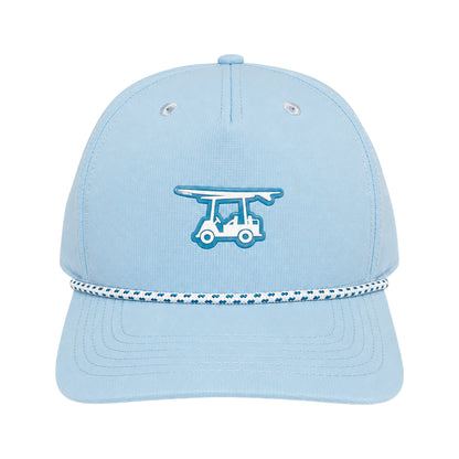 Five Panel Roped Trucker Hat - Light Blue