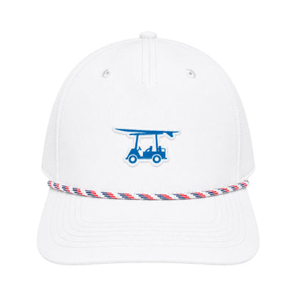 Five Panel Twill Roped Trucker Hat - White