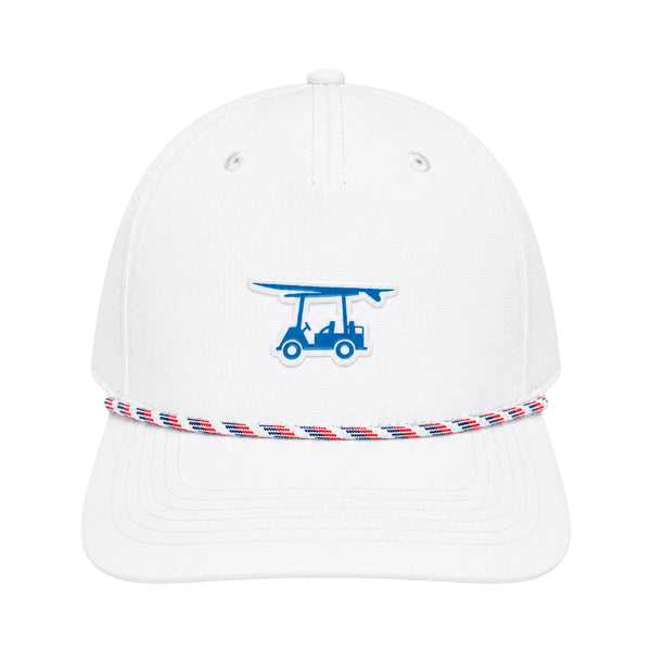Five Panel Twill Roped Trucker Hat - White