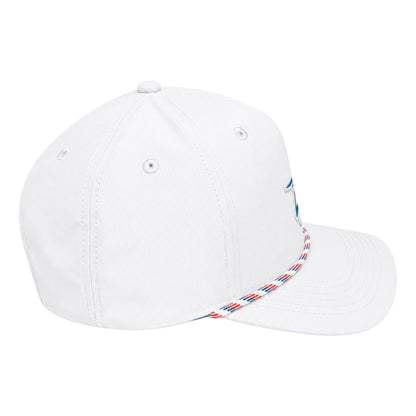 Five Panel Twill Roped Trucker Hat - White