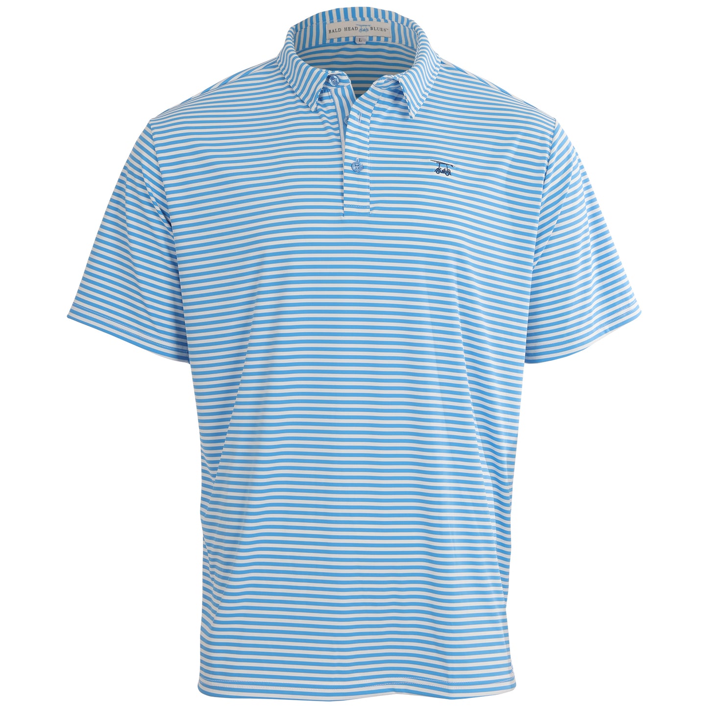 Youth First Class Polo - Azure Blue / White Stripe