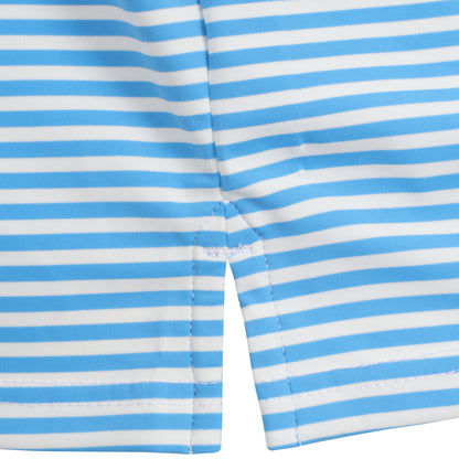 First Class Polo - Azure Blue / White Stripe