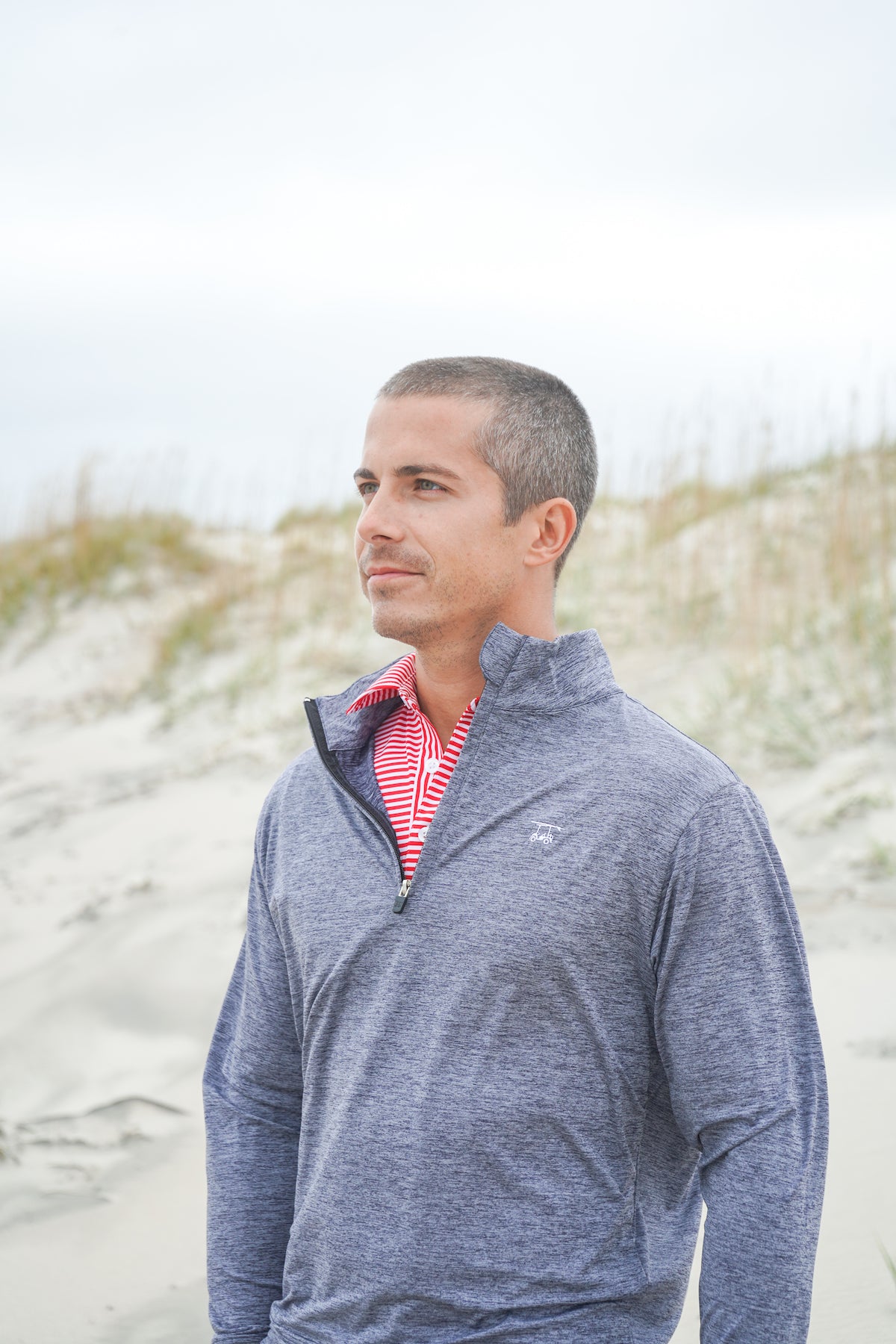 Ocean View Quarter Zip- Heather Charcoal