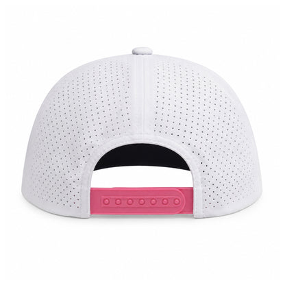 Six Panel Twill Roped Trucker Hat - White & Pink