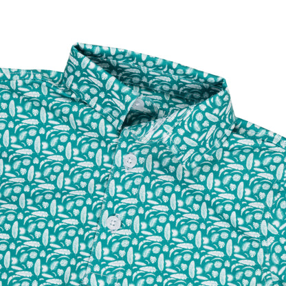 Albatross Youth Polo -  Exotic Leaves / White