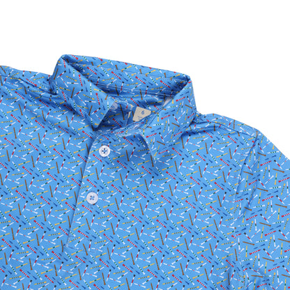 Youth Albatross Polo - Golf Tees All-Over Print on Azure