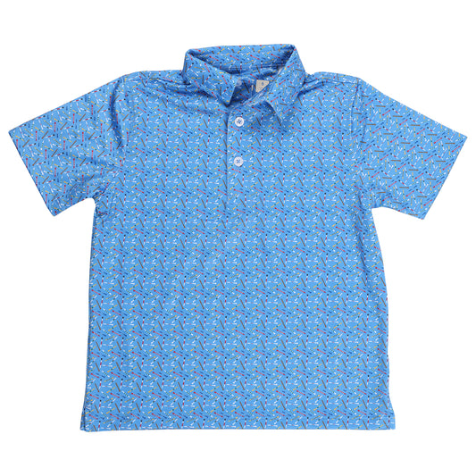 Youth Albatross Polo - Golf Tees All-Over Print on Azure