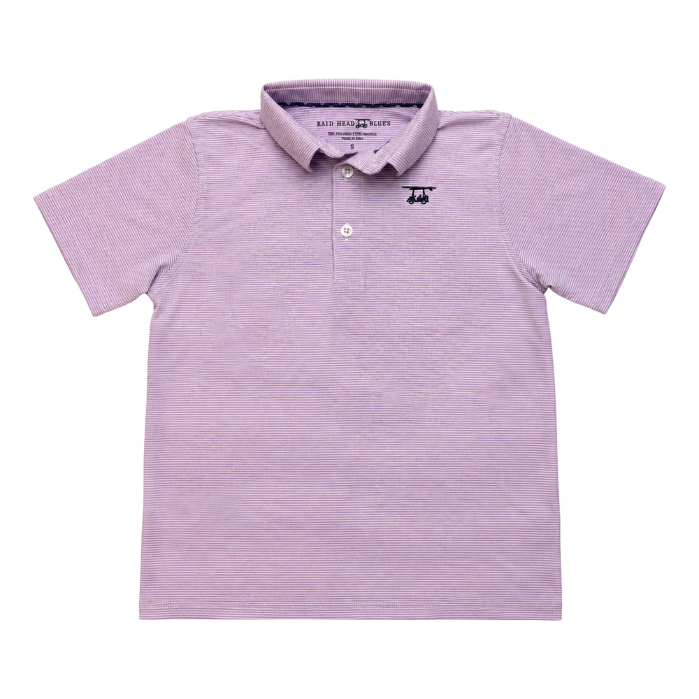 Albatross Youth Polo - Heather Lavender White Microstripe