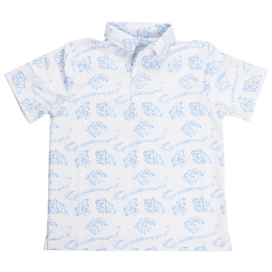Youth Albatross Polo - Majors All-Over Print on White