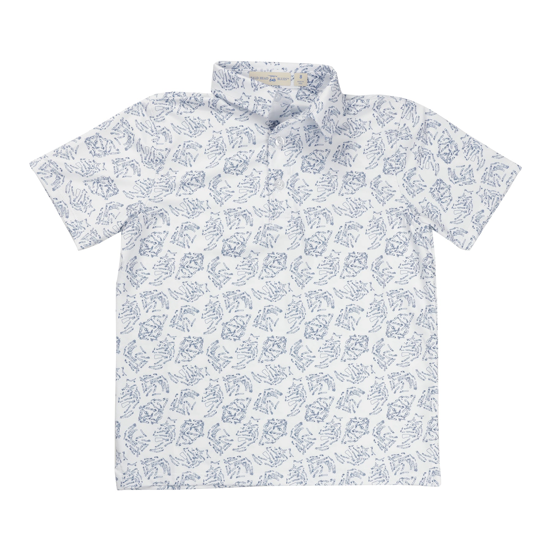 Youth Albatross Polo - Majors All-Over Print on White
