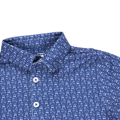Albatross Youth Polo - Medieval w/ All-Over Golf Print
