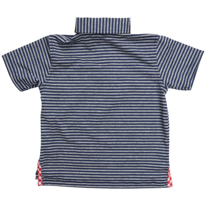 Albatross Youth Polo - Medieval w/ Heather Grey Stripes