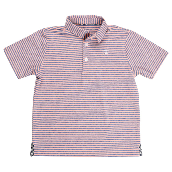 Albatross Youth Polo - Peach w/ Heather Royal Stripes