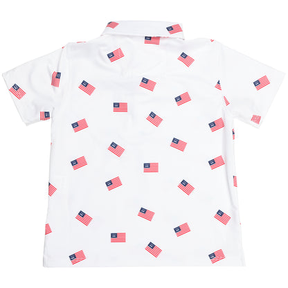 Albatross Youth Polo - White USA Flag