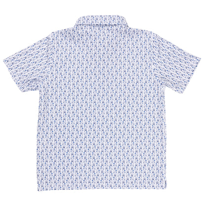Albatross Youth Polo - White w/ All-Over Golf Print