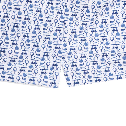 Albatross Youth Polo - White w/ All-Over Golf Print
