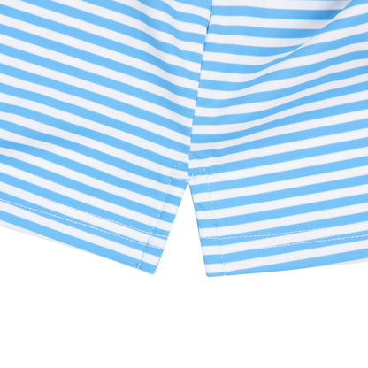 Youth First Class Polo - Azure Blue / White Stripe