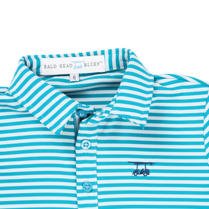 Youth First Class Polo - Lagoon / White Stripe