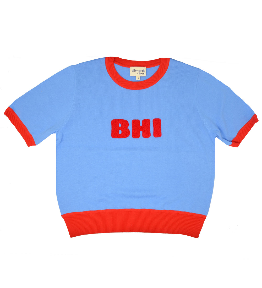 BHI Sweater - Women's - Light Blue / Red Short Sleeve