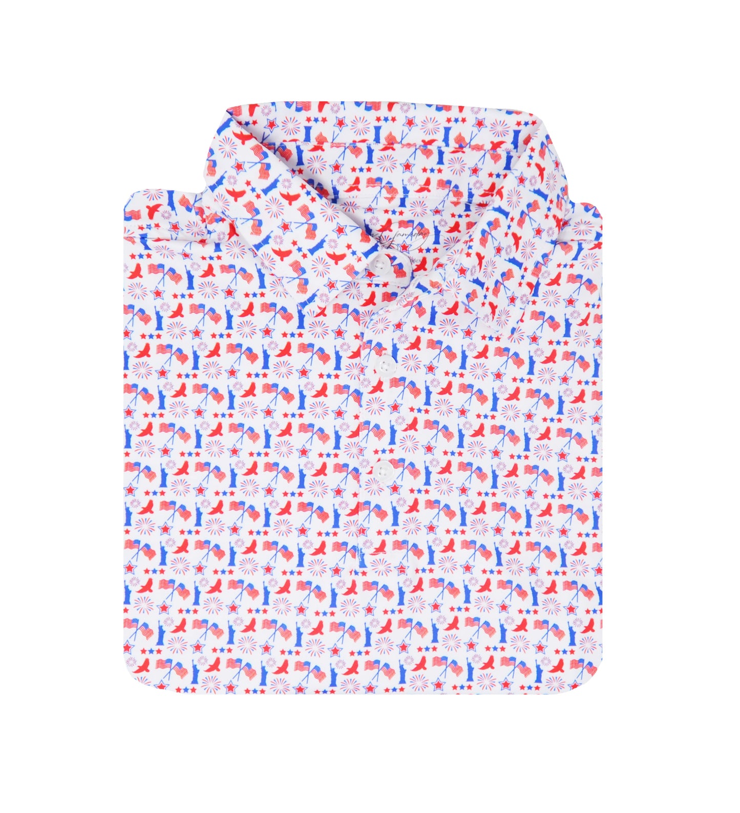 Albatross Polo - White w/ All-Over Americana Print