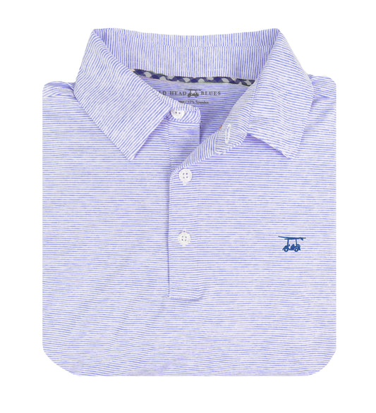 Albatross Polo - Heather Lavender w/ White Microstripes