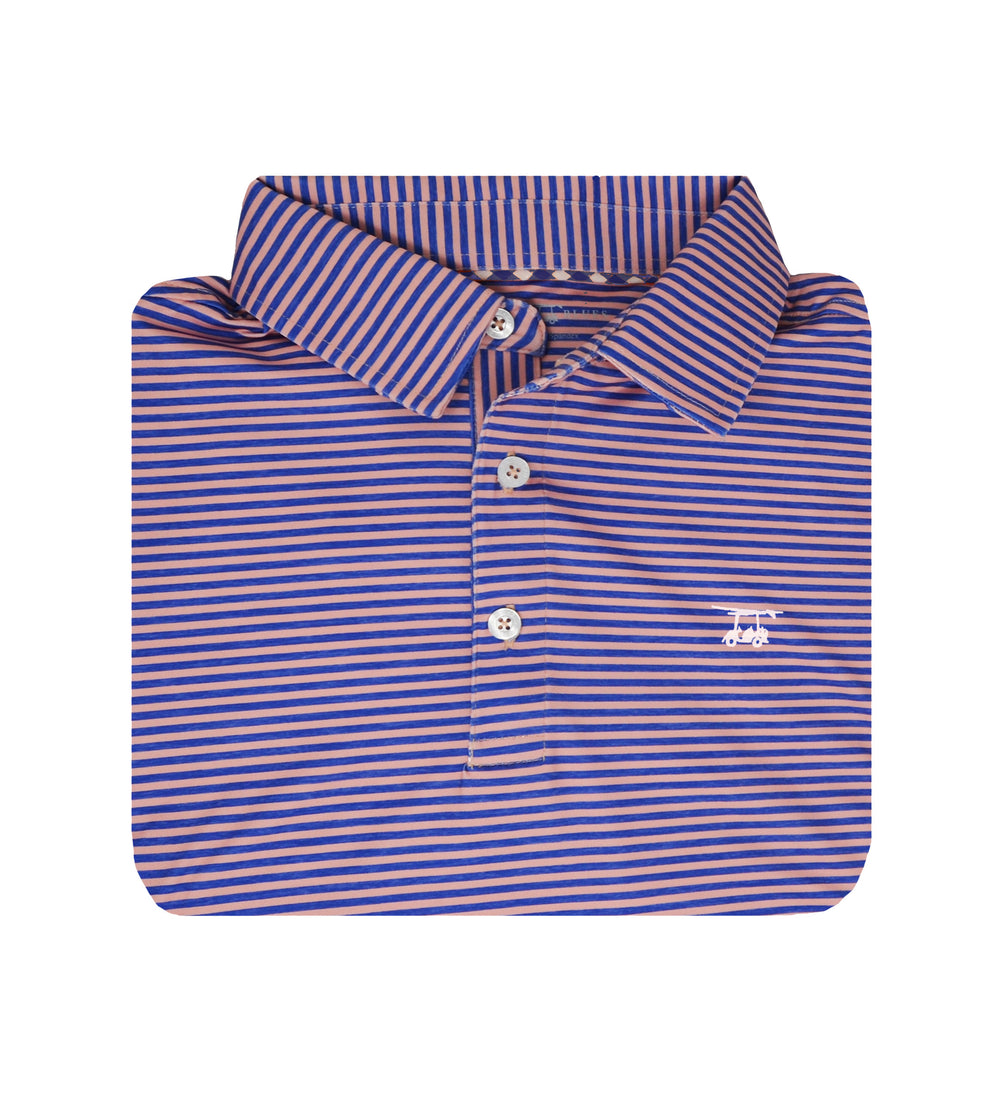 Albatross Polo - Heather Royal Blue w/ Peach Stripe