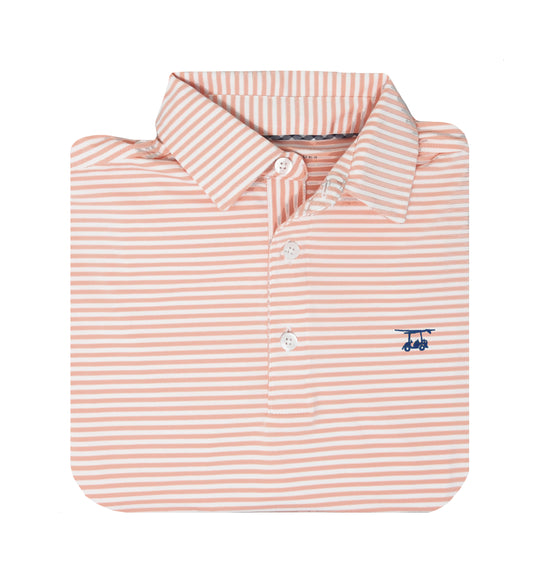 Albatross Polo - Peach / White Stripe