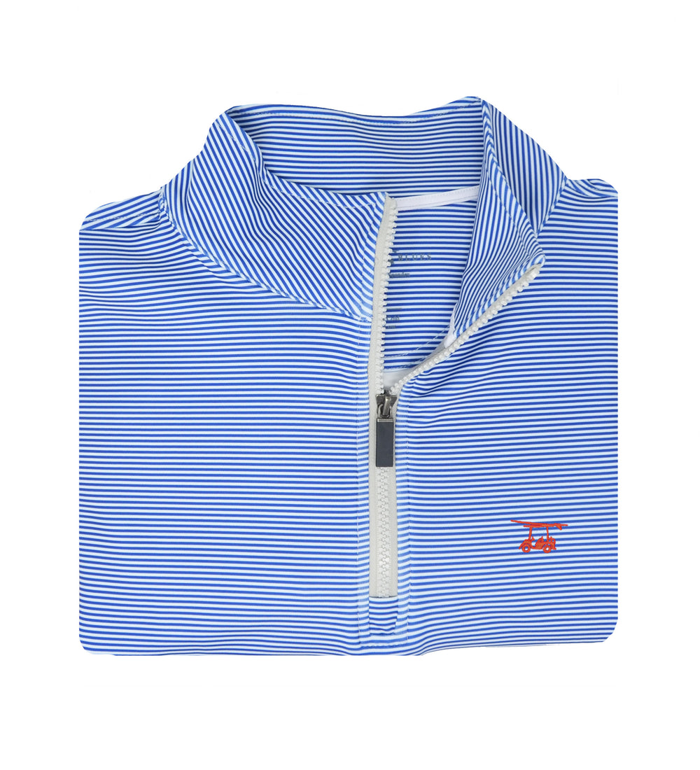 Dogwood Quarter Zip - Royal/White Microstripe