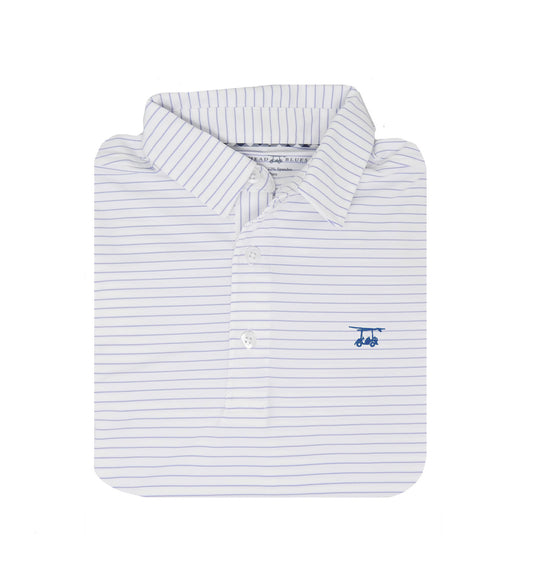 Albatross Youth Polo - White w/ Lavender Stripes