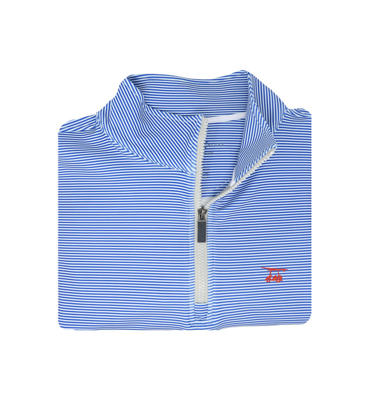 Youth Dogwood Quarter Zip - Royal/White Microstripe