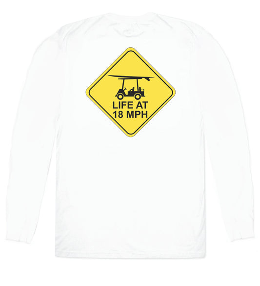 Island Tee - Long Sleeve Life at 18 MPH - White