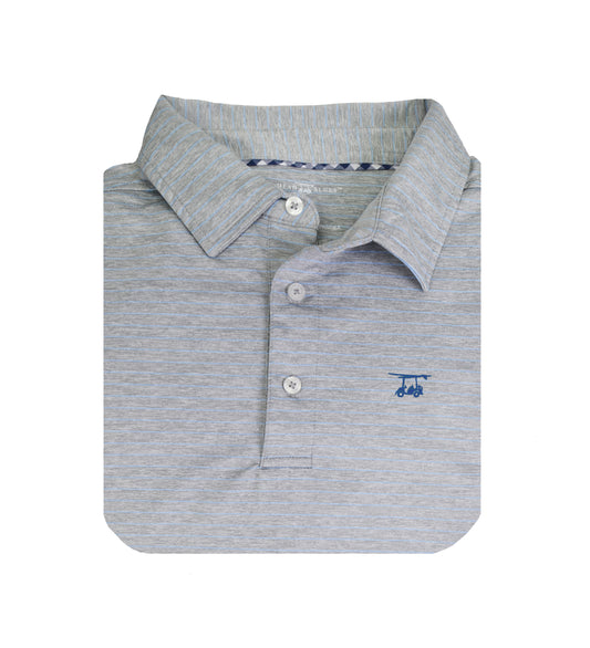 Albatross Youth Polo - Heather Pearl Grey w/ Regatta Pinstripes