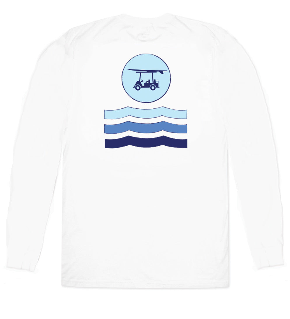 Island Tee - Long Sleeve Circle w/ Waves - White