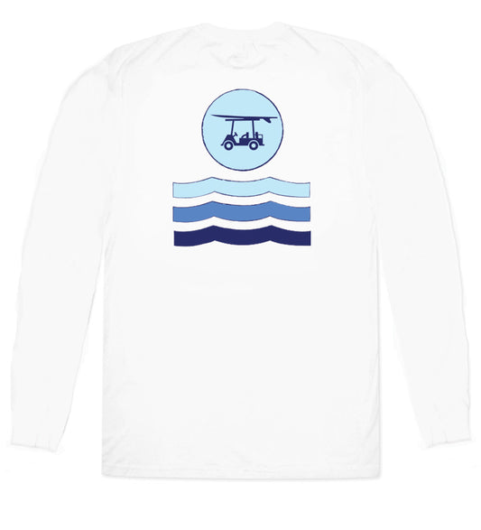 Island Tee - Long Sleeve Circle w/ Waves - White