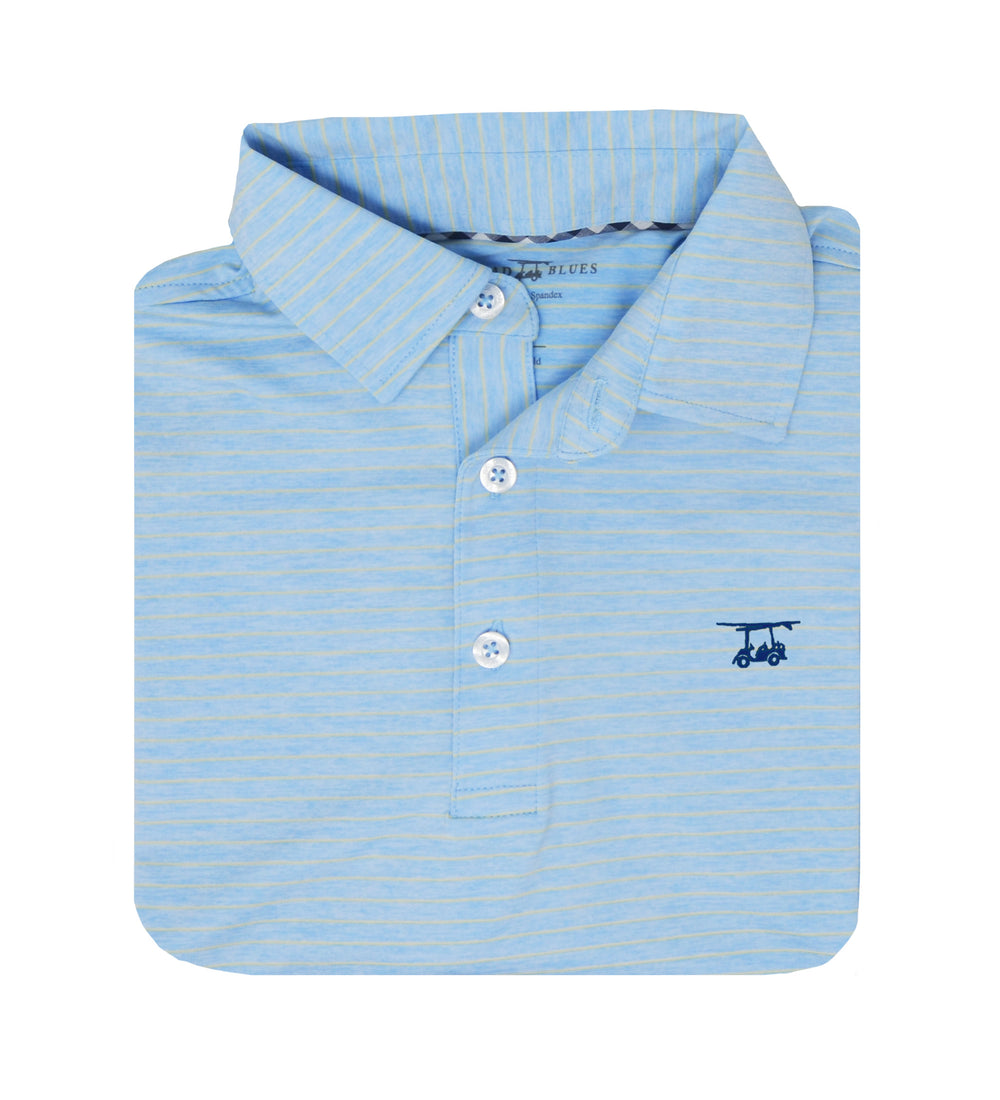 Albatross Polo - Heather Bell w/ Yellow Pinstripes