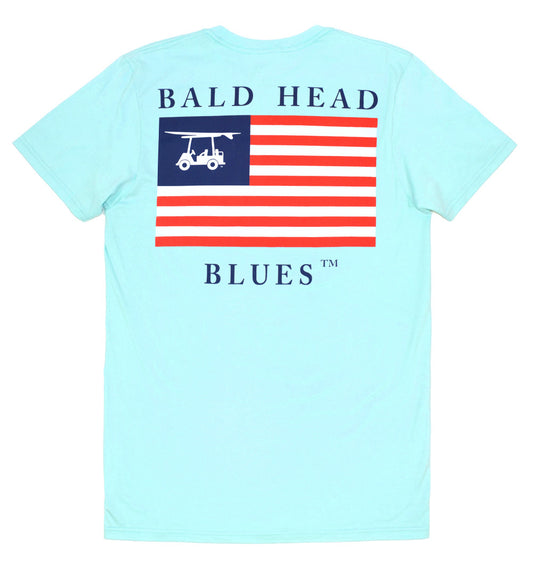 Island Tee - Short Sleeve USA Flag - Aqua