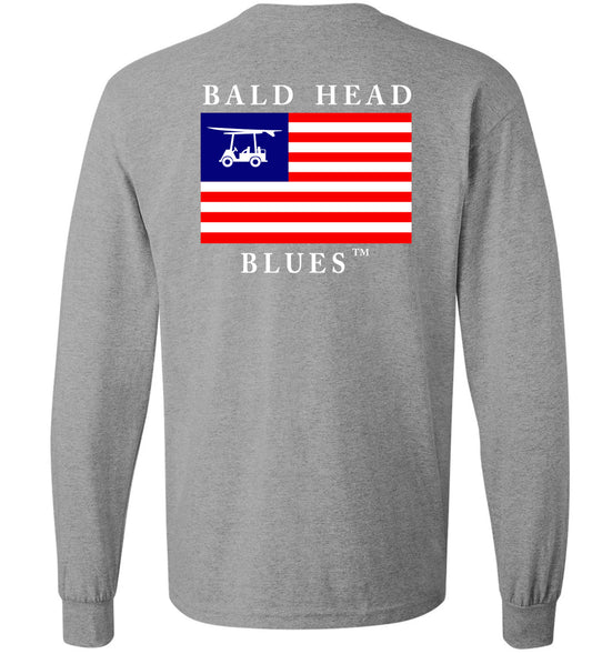 Island Tee - Long Sleeve USA Flag - Heather Grey