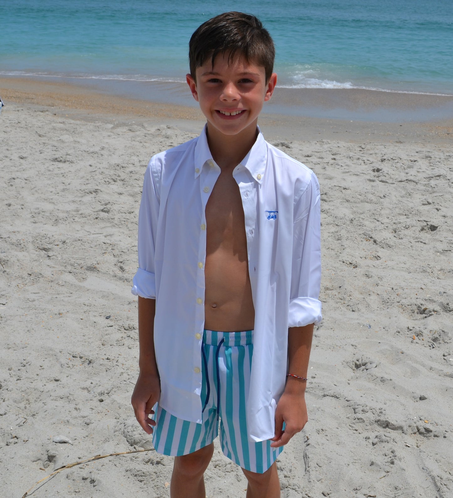 Youth Swim Trunks - Aruba/White