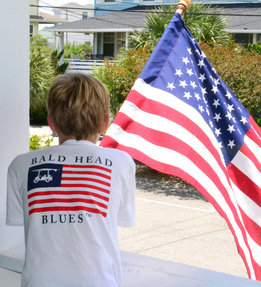 Island Tee - Youth Short Sleeve - White USA Flag